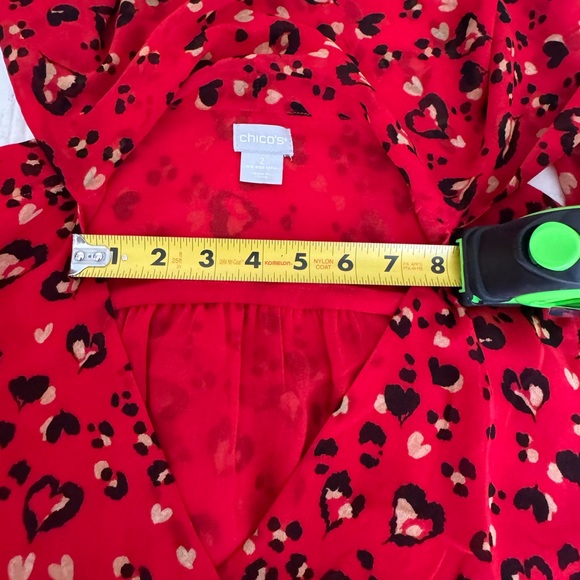 Chico’s Tie Neck heart pattern blouse. US size 12/14 in great condition. - Picture 9 of 12